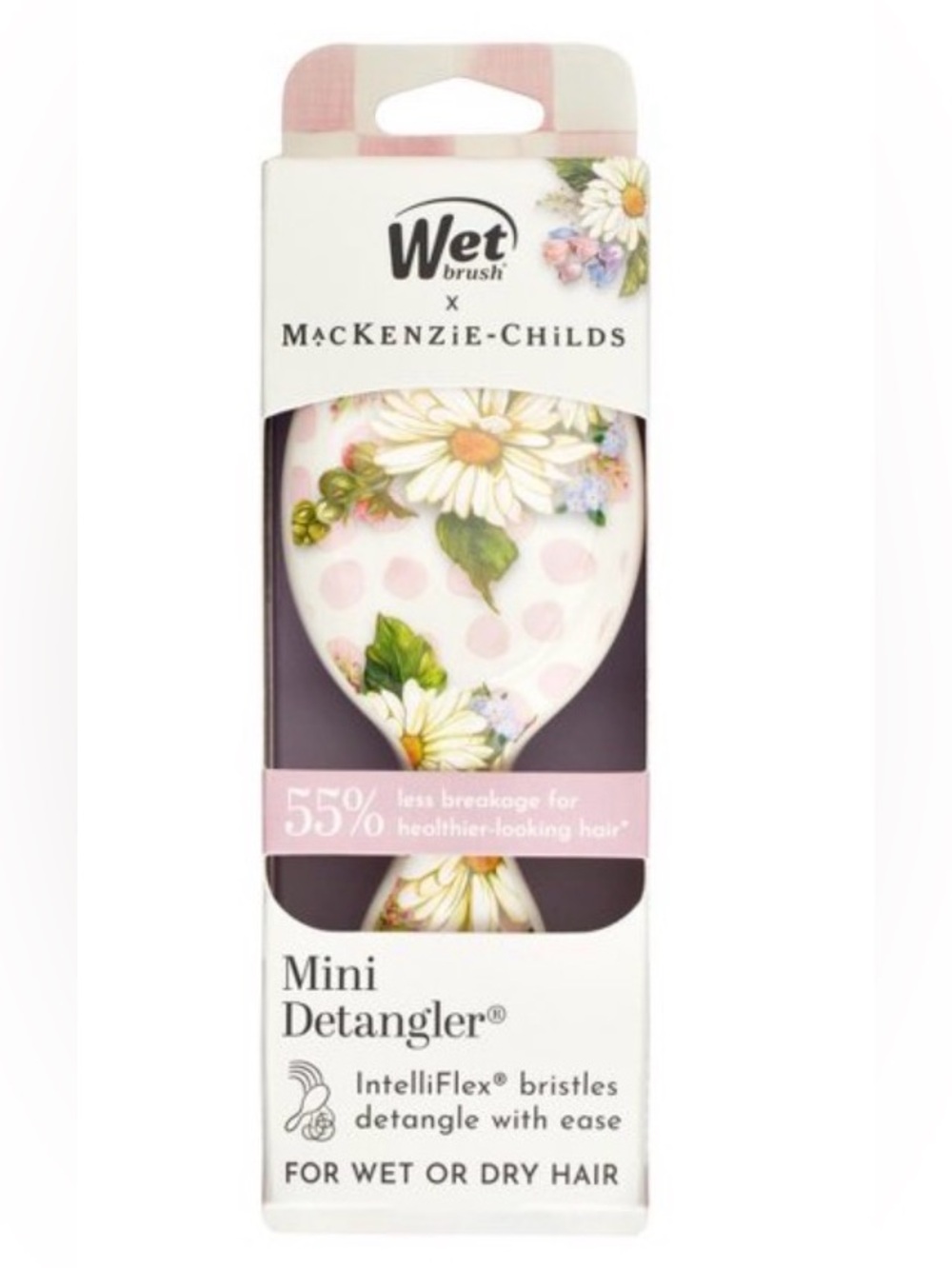 Mackenzie-Childs x Wet Brush Collab Mini Detangler Brush in Wildflower Dot, New